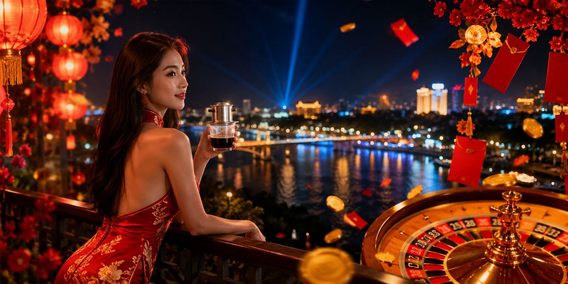 Tách cà phê Huế bên cạnh màn hình Roulette trực tuyến tại lk88